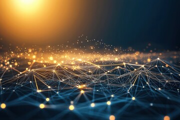 Wall Mural - abstract connection concept with light particles and network lines
