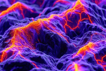 Wall Mural - abstract electric landscape with vibrant purple and orange colors