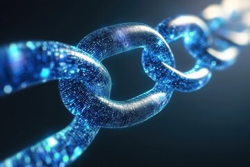 Wall Mural - digital chain link symbolizing technology and connectivity in blue