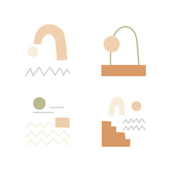 Sticker - nature landscape logo. nature logo design with doodle shape. hand drawn vector illustration.