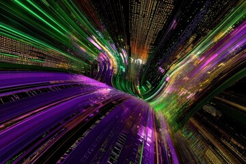Wall Mural - vibrant abstract motion with colorful light trails and patterns