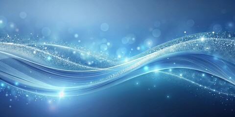 Wall Mural - abstract blue wave with sparkling dust and glowing lights