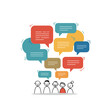 © Shahid - Communication Cascade: A vibrant illustration showcases a lively exchange of ideas, symbolized by colorful speech bubbles emanating from a group of stick figures.