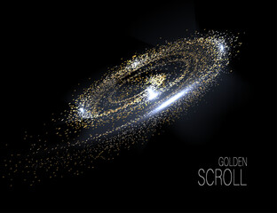 Wall Mural - A separate design element, a golden swirl of thin, shiny tinsel.