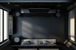 © nabakumar - Top view Black minimalist Interior of modern living room 3D rendering