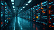 © artzone - Futuristic Server Room Corridor With Glowing Panels