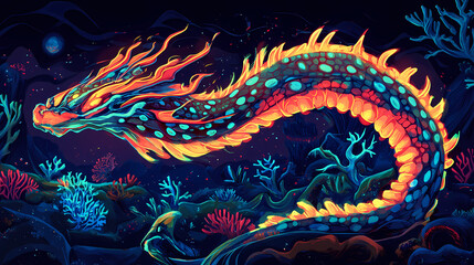 Wall Mural - leviathan abyssal serpent