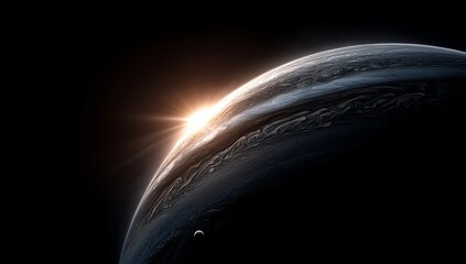 Wall Mural - an artist's impression of jupiter's great red spot, illuminated by the sun in a dark background