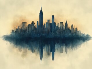 Poster - A City Skyline with Skyscrapers and Tall Buildings