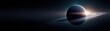 © watcharee - A stunning celestial image showcasing a planet with rings, illuminated by sunlight, set against a backdrop of deep space.