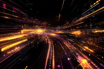 Wall Mural - a futuristic and abstract technological backdrop featuring a design of light lines, available as sto