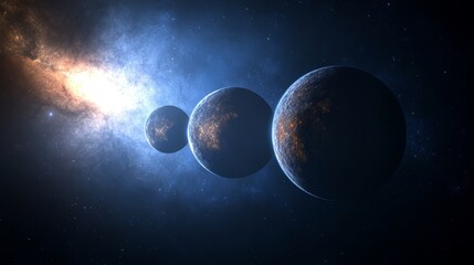 Wall Mural - the planets that exist in deep space are fascinating, especially during a blue star eclipse, which i