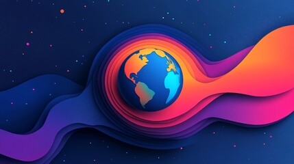 Wall Mural - the poster features a dark theme with a space scene and a blue planet, making it a creative design s