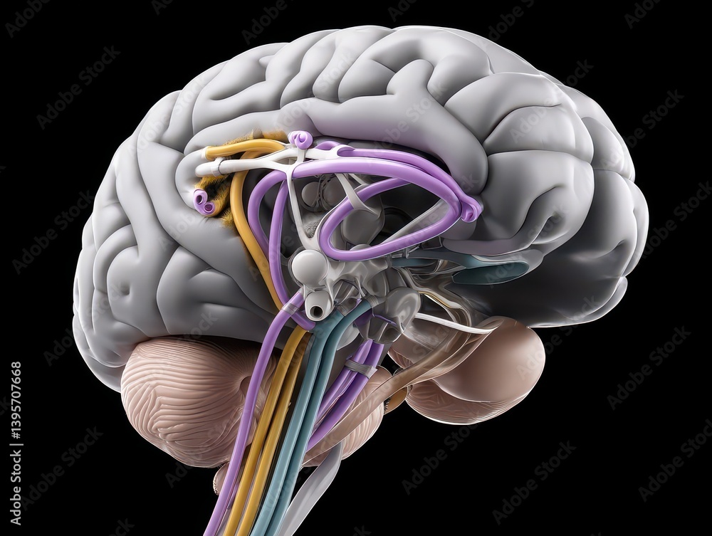 Neuron Path Detailed Medical Diagram Illustrating Neural Pathways in the Human ...