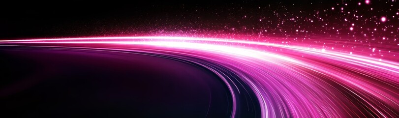 Wall Mural - the high speed effect creates a motion blur with night lights that are blue and red, forming abstrac