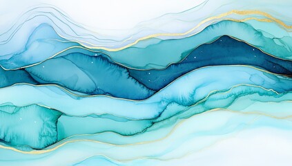 Wall Mural - the background is a blue watercolor space, as depicted in an illustration painting