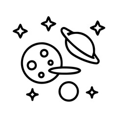 Wall Mural - explore the cosmos: planets, moons, and stars in a celestial space scene outline