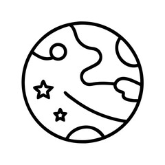 Wall Mural - outline drawing of planet earth with stars and moon for space exploration theme