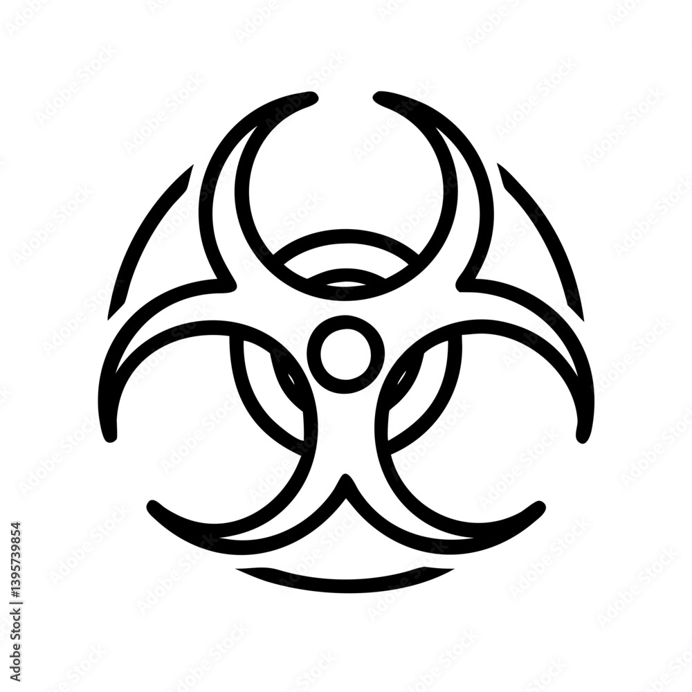 Biohazard symbol vector outline drawing for danger warning and health ...