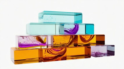 Leinwandbilder - assembly of colored epoxy resin blocks, 