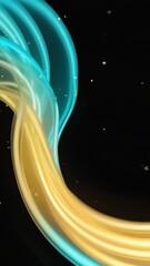 Fototapete -  over interlacing colorful wave lines dotted with glittering particles, twisting and reflecting 
