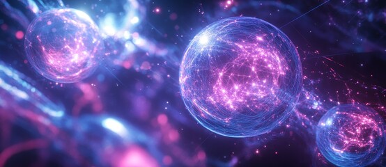 A 3D surface is combined with an abstract sphere and a plexus effect in the background