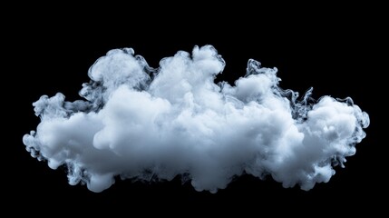 Canvas Print - single fluffy white cloud isolated on black background.