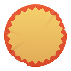 Wall Mural - vintage yellow and orange round sticker with a ripped paper edge. retro promotional blank element wi