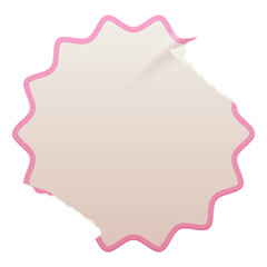 Wall Mural - retro blank beige and pink circular label with a ripped paper edge. retro promotional blank element 