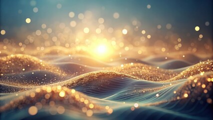 Wall Mural - golden glittering waves under a warm sunset glow