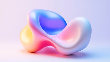 Wall Mural - abstract colorful 3d render of a smooth, organic shape with gradient colors.