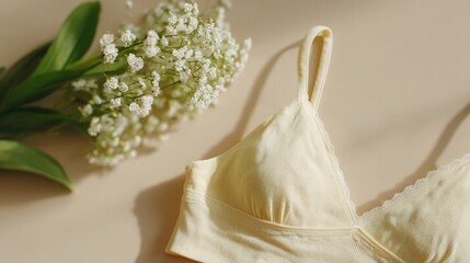 Wall Mural - serene and minimalistic composition showcasing undergarments artfully arranged on neutral surface
