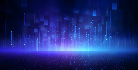 Abstract blue background with binary code, cyber network concept