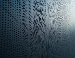 Poster - Close-up of metal plate with geometric pattern. Perforated steel wall texture. Abstract industrial design. Architecture detail background. Modern art decor with holes.