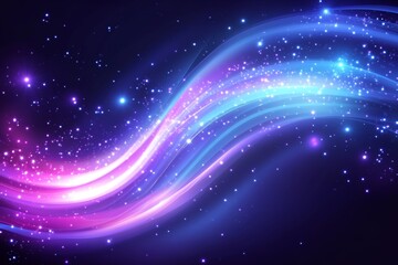 Wall Mural - cosmic, flowing fabric waves in dark blue and purple hues serve as the backdrop for a vibrant abstra