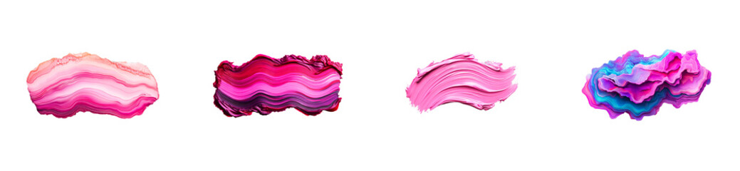 Wall Mural - colorful abstract shapes art with brush strokes on black backdrop, cut out transparent