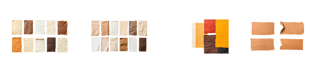 Wall Mural - assorted papers of different colors and textures, for background, cut out transparent