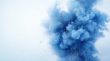 Wall Mural - blue cloud of smoke on blue background with white center