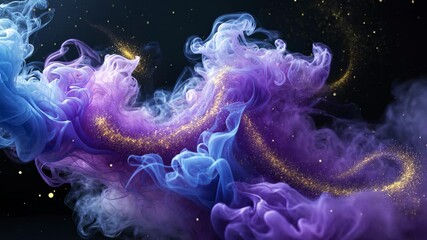 Wall Mural - Shimmering luminous particles on an abstract background