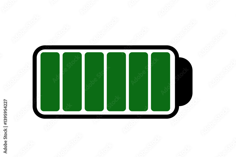 fully charged green battery icon: energy, power, level indicator, and ...