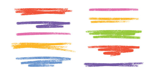 Wall Mural - pastel color crayon underline set - hand drawn horizontal highlighter strokes and emphasizing text l