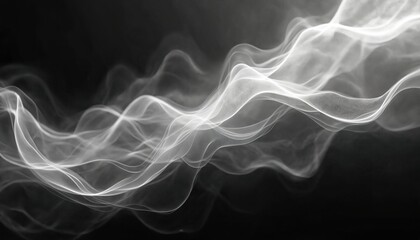 Fototapete - Abstract visuals of intricate swirling white lines on black background. Layered depth creates complex, dynamic, modern artistic composition. Minimalist wavy texture with motion. Perfect for tech