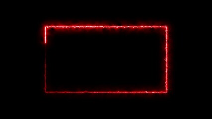Wall Mural - red color rectangle glowing neon frame background animation, glowing neon rectangle border frame in 