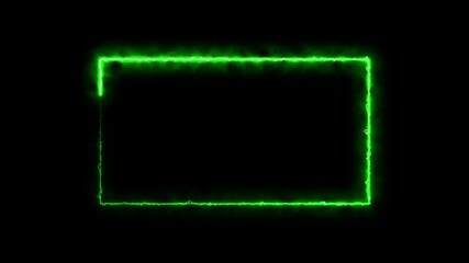 Wall Mural - green color rectangle glowing neon frame background animation, glowing neon rectangle border frame i