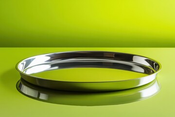 Aufkleber - Sleek stainless steel tray on a vibrant green background showcasing modern design and functionality