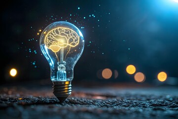brain in light bulb concept