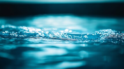 Aufkleber - Close-up of shimmering water surface reflecting light in serene aquamarine tones : Generative AI