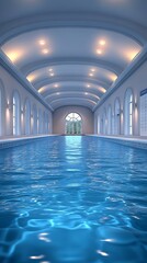 Leinwandbilder - Luxurious and spacious indoor swimming pool bathed in natural light : Generative AI