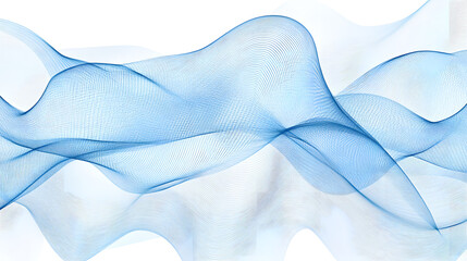 Wall Mural - a serene wave of blue lines flowing gracefully across a minimal white background, creating a calm an