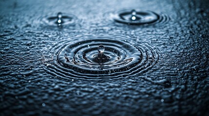 Leinwandbilder - High Contrast Image of Water Droplets Rippling on Surface Creating Beautiful Wave Patterns : Generative AI
